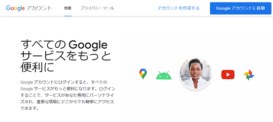 googleアカウント作成の初期画面