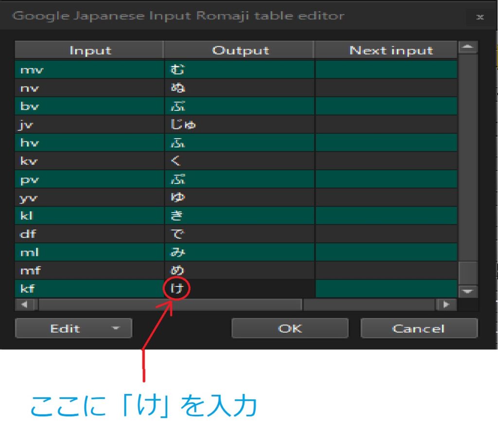 ローマ字テーブル登録その8